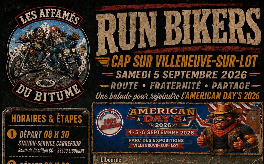 Affiche — Run Bikers — American Day's, 5 septembre 2026.