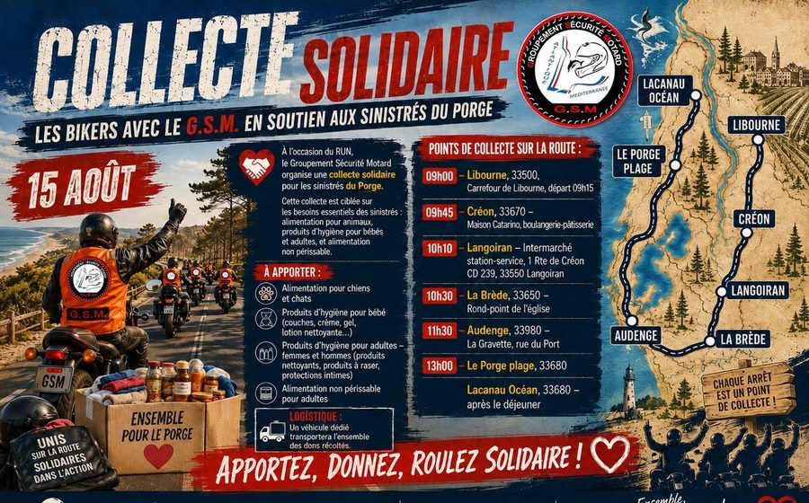 Affiche — La collecte solidaire avec le GSM, 15 août 2026.
